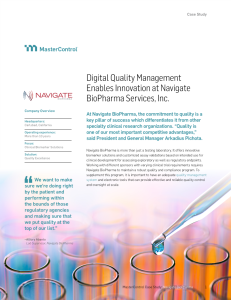 Digital Quality Management Enables Innovation at Navigate BioPharma Services, Inc.