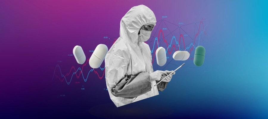Image of a life science contract manufacturer working on a digital tablet.