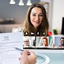 Talent recruiter interviewing a candidate for an AI life science role