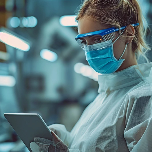 photo of lady with tablet