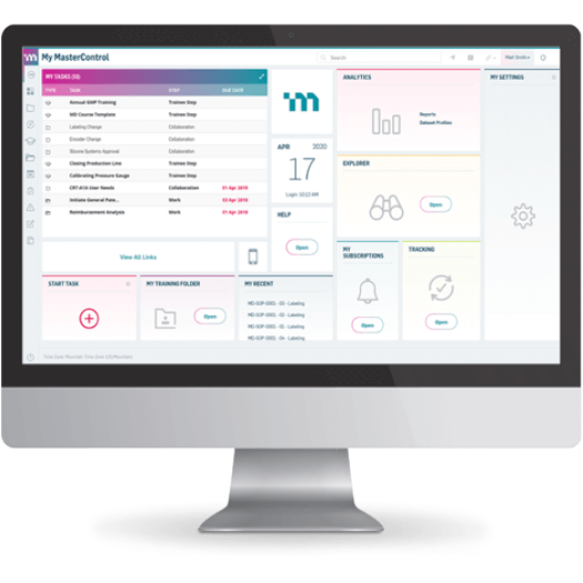 MasterControl software on desktop computer