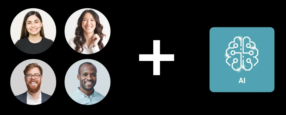 photo of people with a plus sign and an animated digital brain