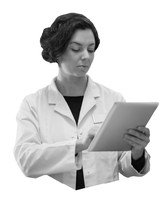 image of lady with tablet