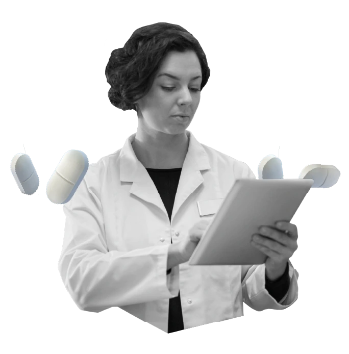 image of lady with tablet